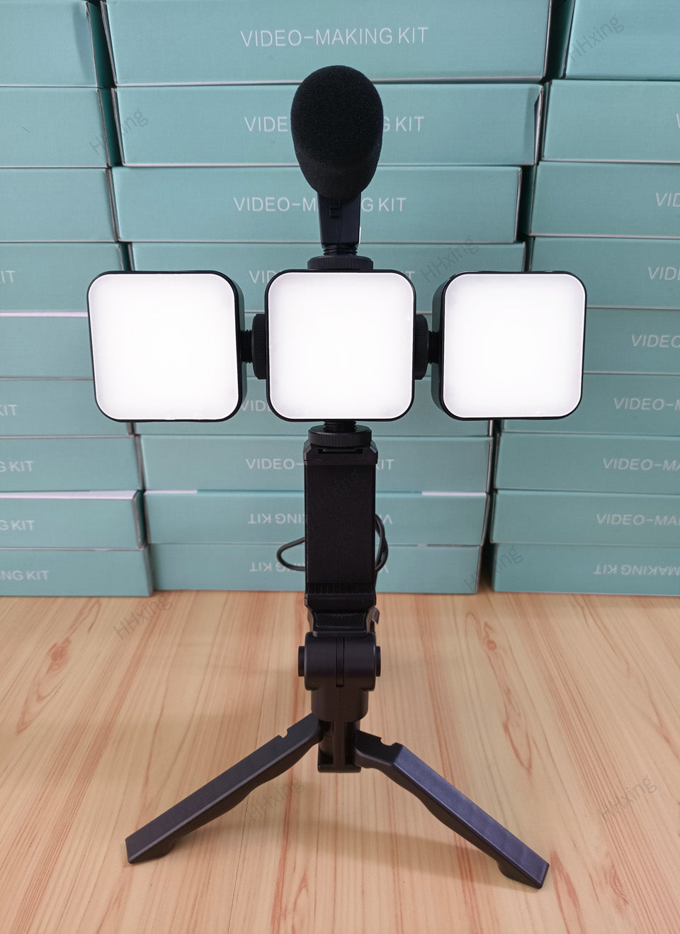 All-in-One Tripod, Light, and Microphone Kit