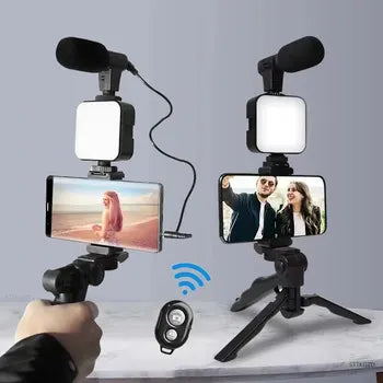 All-in-One Tripod, Light, and Microphone Kit